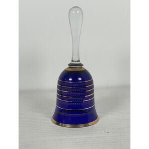 Crystalex Bohemian Crystal Blue Bell - Luxury Gilded Glass Cobalt Blue